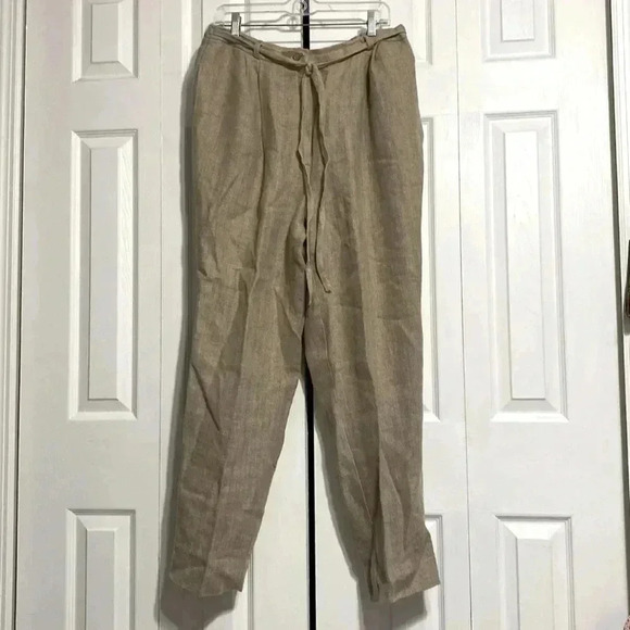 Harve Bernard linen lined tan pants trousers - Picture 1 of 11